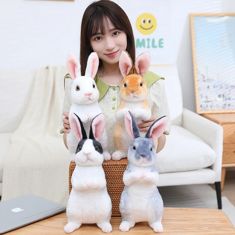 24cm Simulation Cute Rabbit Plush Fur Realistic Kawaii Animal Easter Bunny Rabbit Toy Model Gift Home Decor Beautiful Gift - Image 2