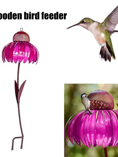 AB39-Bird Feeder Bottle With Stand Outdoor Garden Flower Shaped Bird Feeder