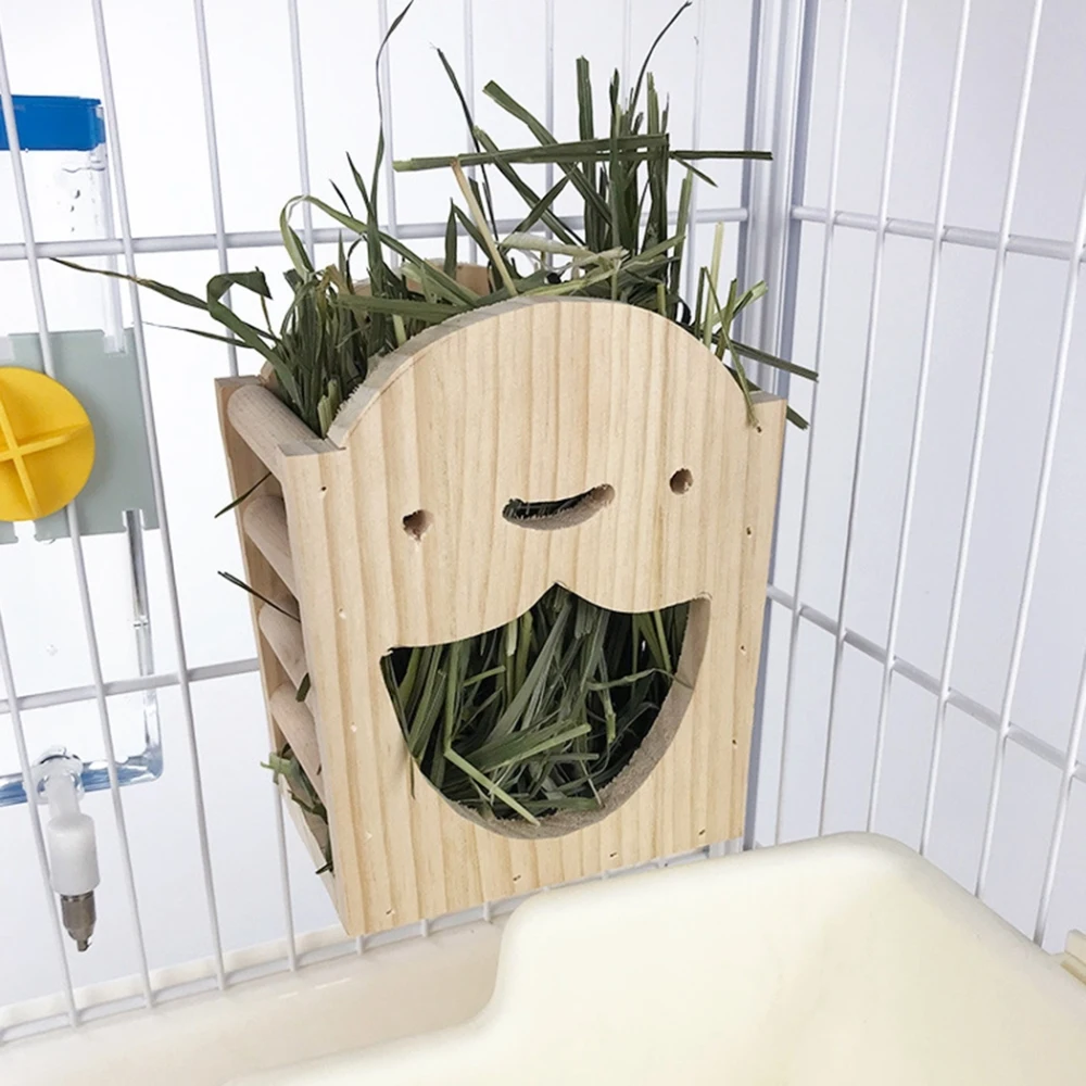 Rabbit Hay Feeder Chinchilla Rabbit Food Dispenser Wooden Cute Shape Bunny Hay Manger Rabbit Hay Rack for Cage - Image 12