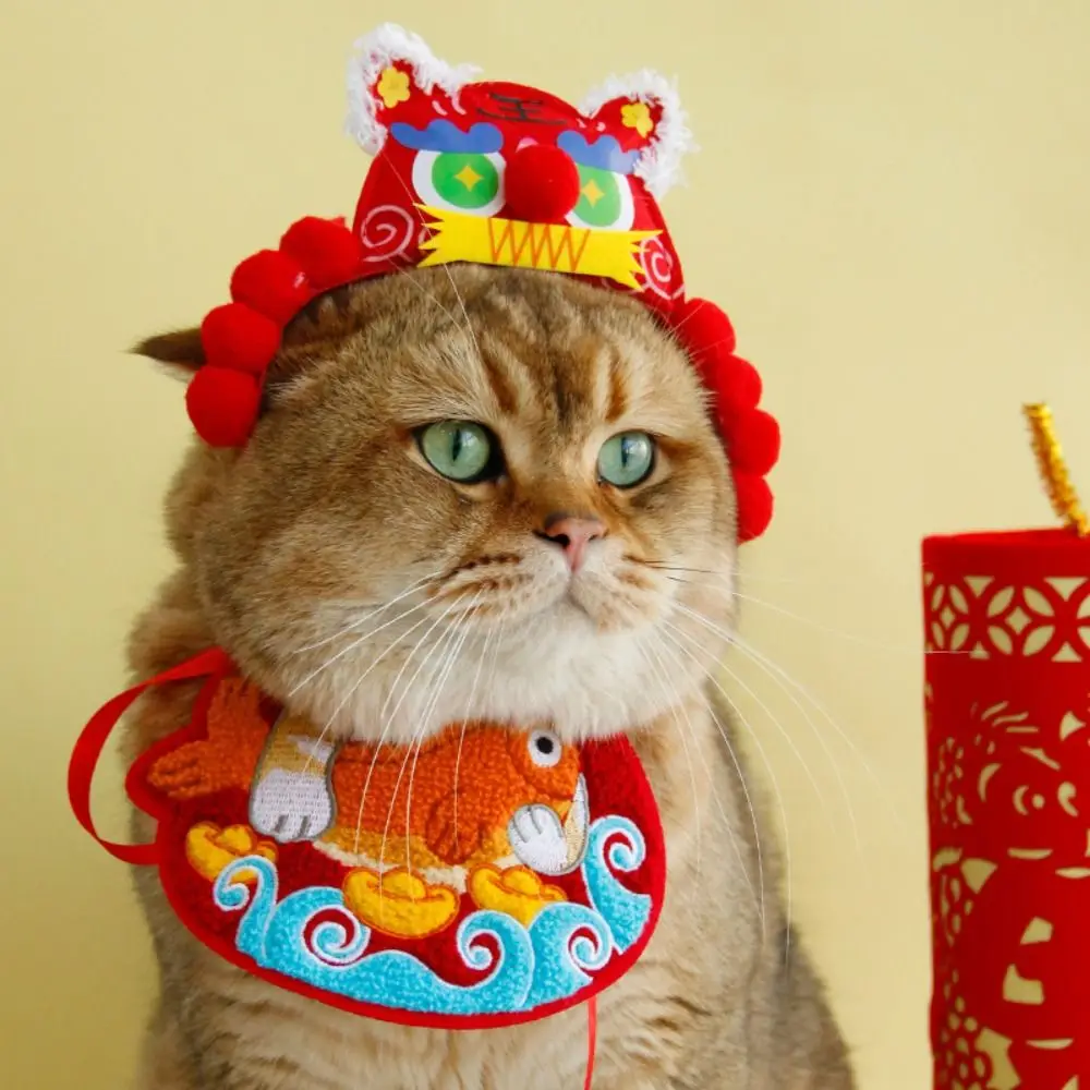 Pet Grooming Accessories Cute Cat Towel Embroidery Bib Cartoon Stylish Pet Water Scarf Adjustable Comfortable Pet Collar Kitten