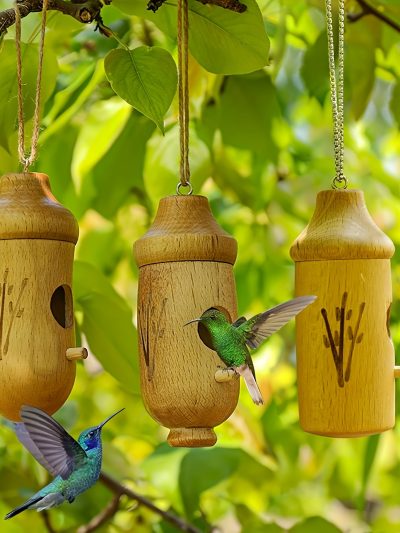 Three Outdoor Hummingbird Nests, Charming Decorative Bird Nests, Outdoor Garden Hummingbird Houses, Bird Feeders, A Good Gift for Relatives and Friends, Christmas Gifts